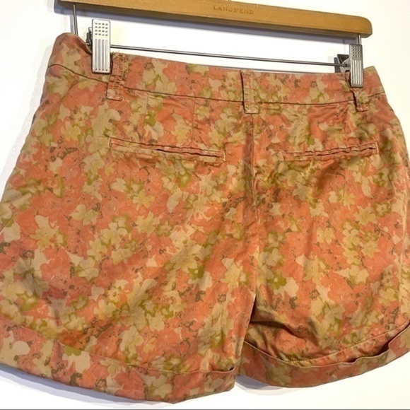J. Crew Floral Shorts size 0 Green Khaki Cotton Terra Cotta Flower Pattern - Picture 3 of 6
